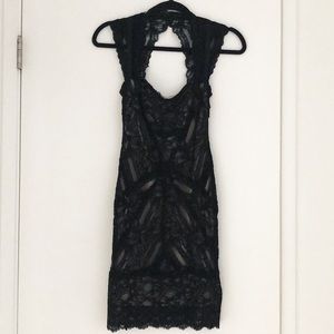 Nicole Miller Eva stretch black lace dress